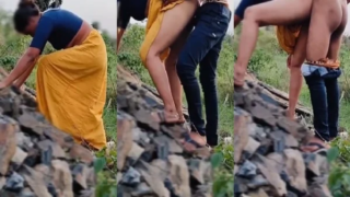 Indian sex mms randi village milf bhabhi fucking with teen boy on railway track