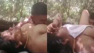 xhamster2 Tamil mallu village aunty boobs sucking & pussy licked by her son friend in jungle