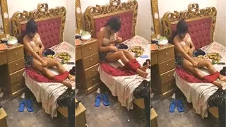 Nepali sex mms randi teen girl showing boobs and pussy on video call for money recorded by Gay brother