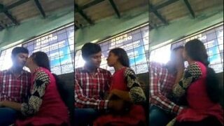 Indian sex mms bf kissing and boobs pressing gf in public place