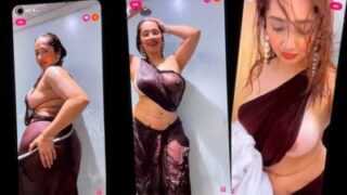 Aagmaal Exclusive Aditi Mistry Nude Red Saree in Shower Full Live Premium XXX Video